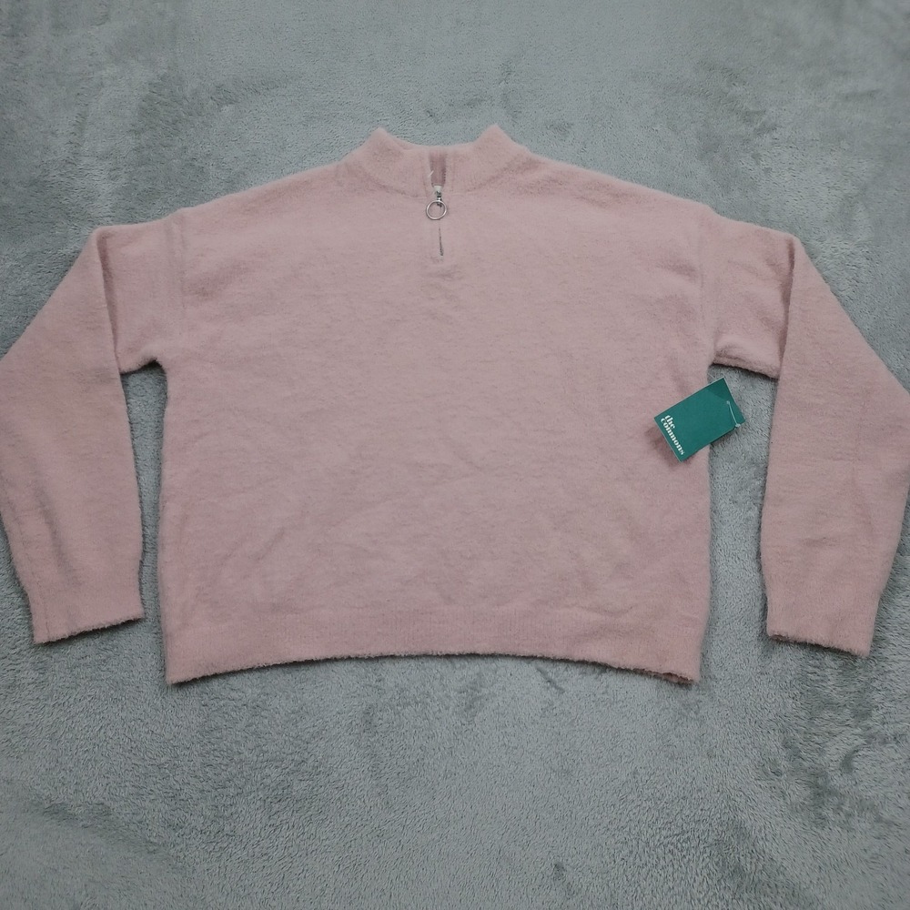 The Commons Sweater Girls Large Pink 1/4 Zip Pullover Preppy NWT